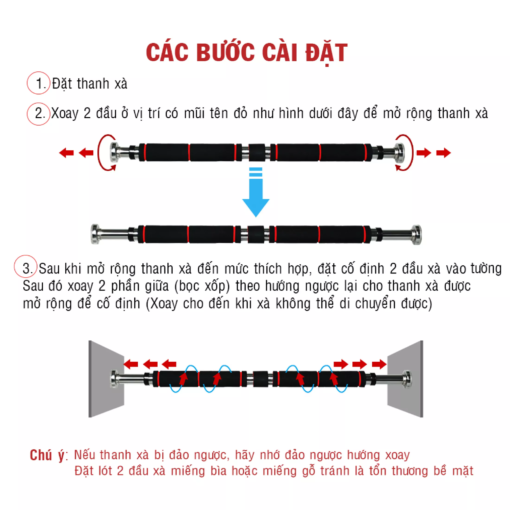 Xà đơn gắn cửa 60cm - 100cm - Hình ảnh 6